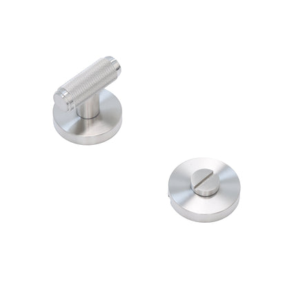 Knurled Lever on Round Rose Bathroom Door Handle Set - Satin Stainless Steel