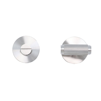 Knurled Lever on Round Rose Bathroom Door Handle Set - Satin Stainless Steel