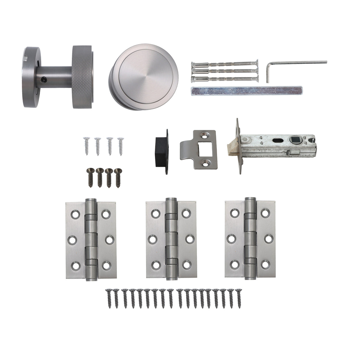 Knurled Round Rose Door Knob Set - Gun Metal