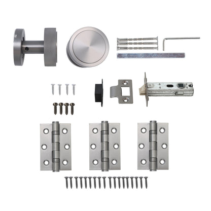 Knurled Round Rose Door Knob Set - Gun Metal
