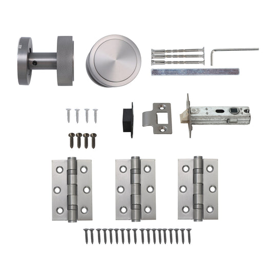 Knurled Round Rose Door Knob Set - Gun Metal