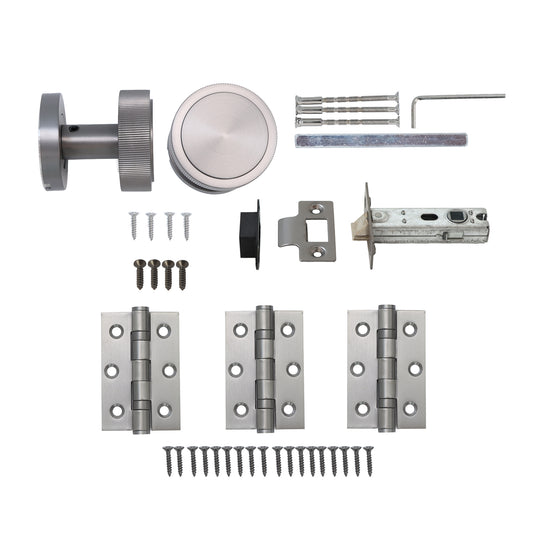 Fluted Round Rose Door Knob Set - Gun Metal