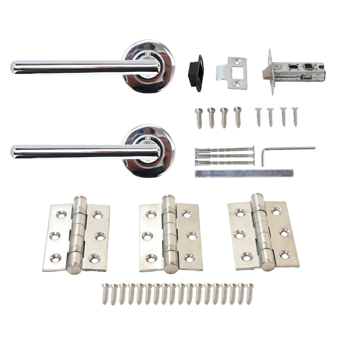 Superior Luna Lever on Round Rose Handle Set - Polished Stainless Steel
