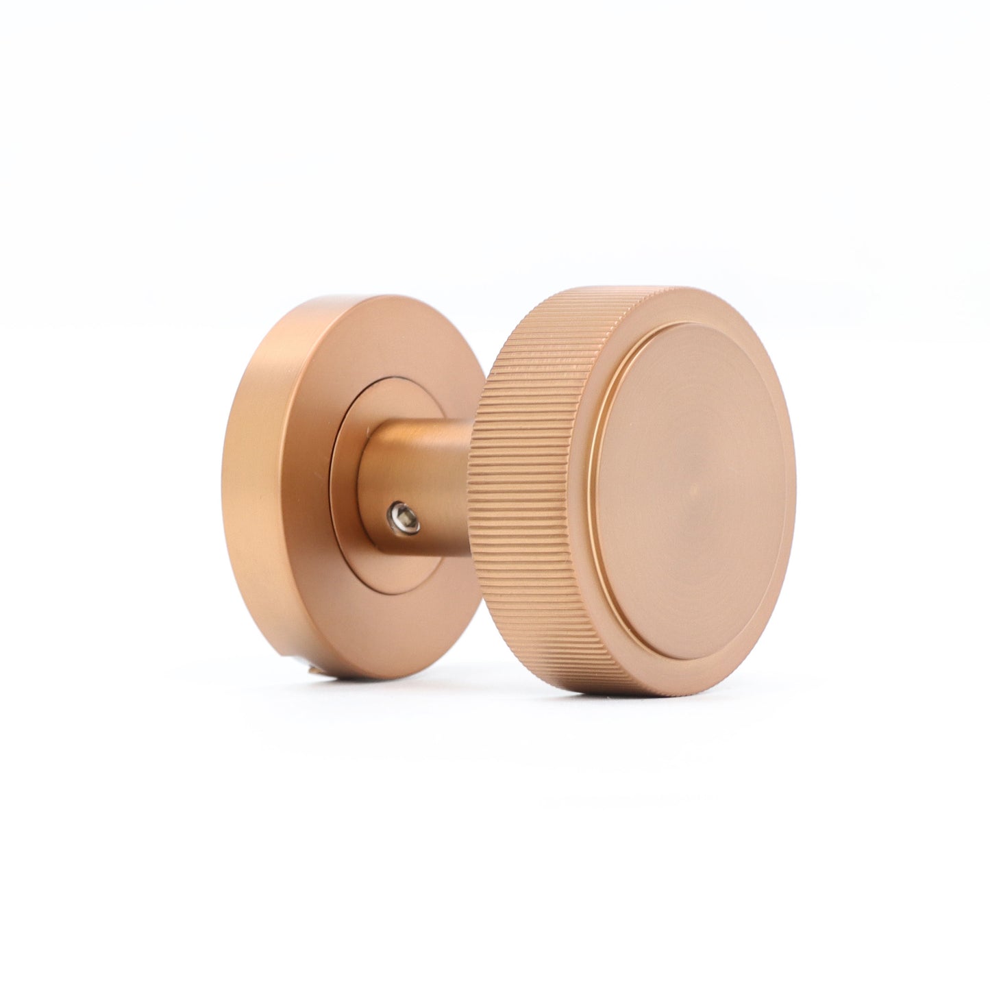 Fluted Round Rose Door Knob Set - Rose Gold