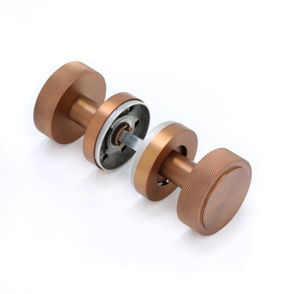 Knurled Round Rose Door Knob Set - Rose Gold