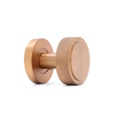Knurled Round Rose Door Knob Set - Rose Gold