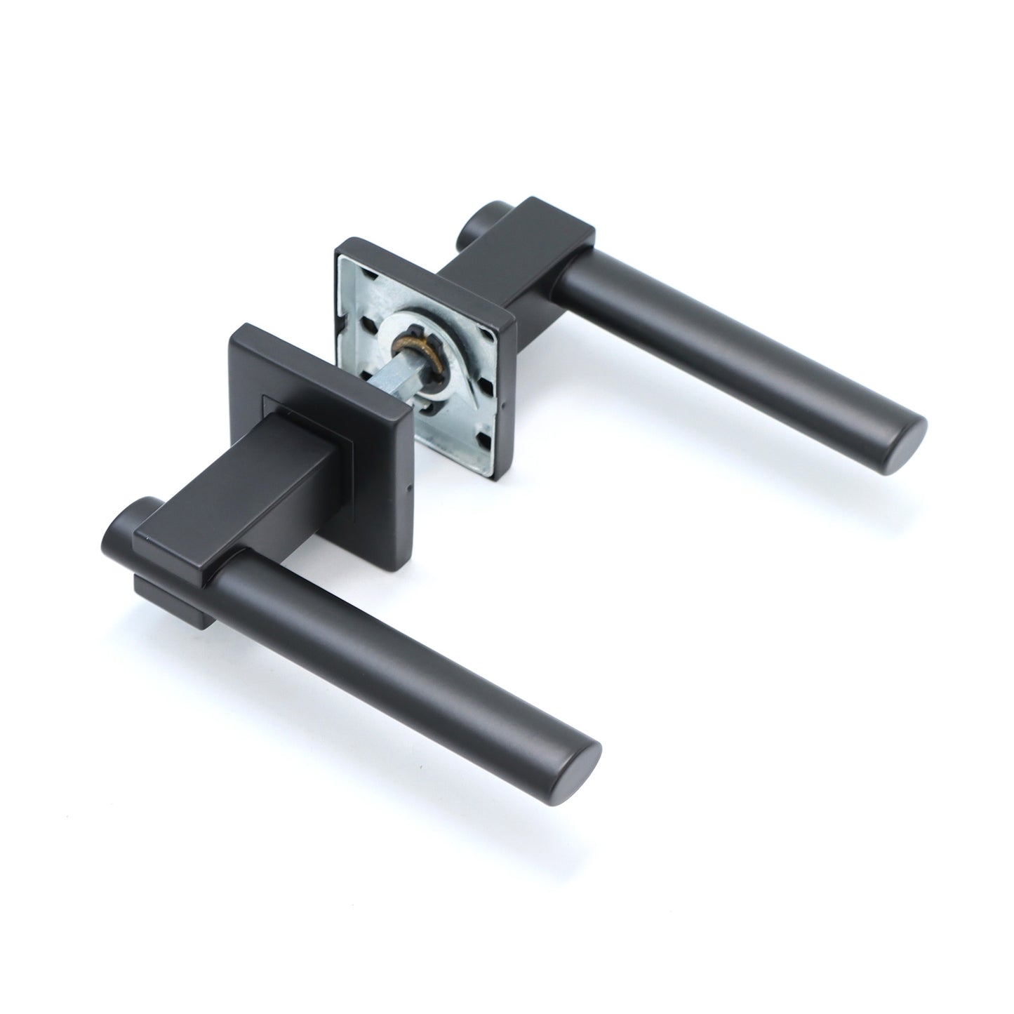 Superior Phobos Lever on Square Rose Bathroom Handle Set - Matt Black