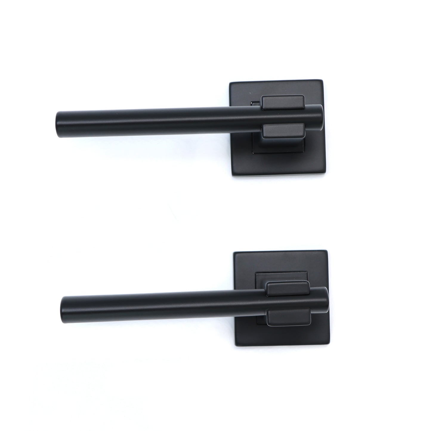 Superior Phobos Lever on Square Rose Bathroom Handle Set - Matt Black