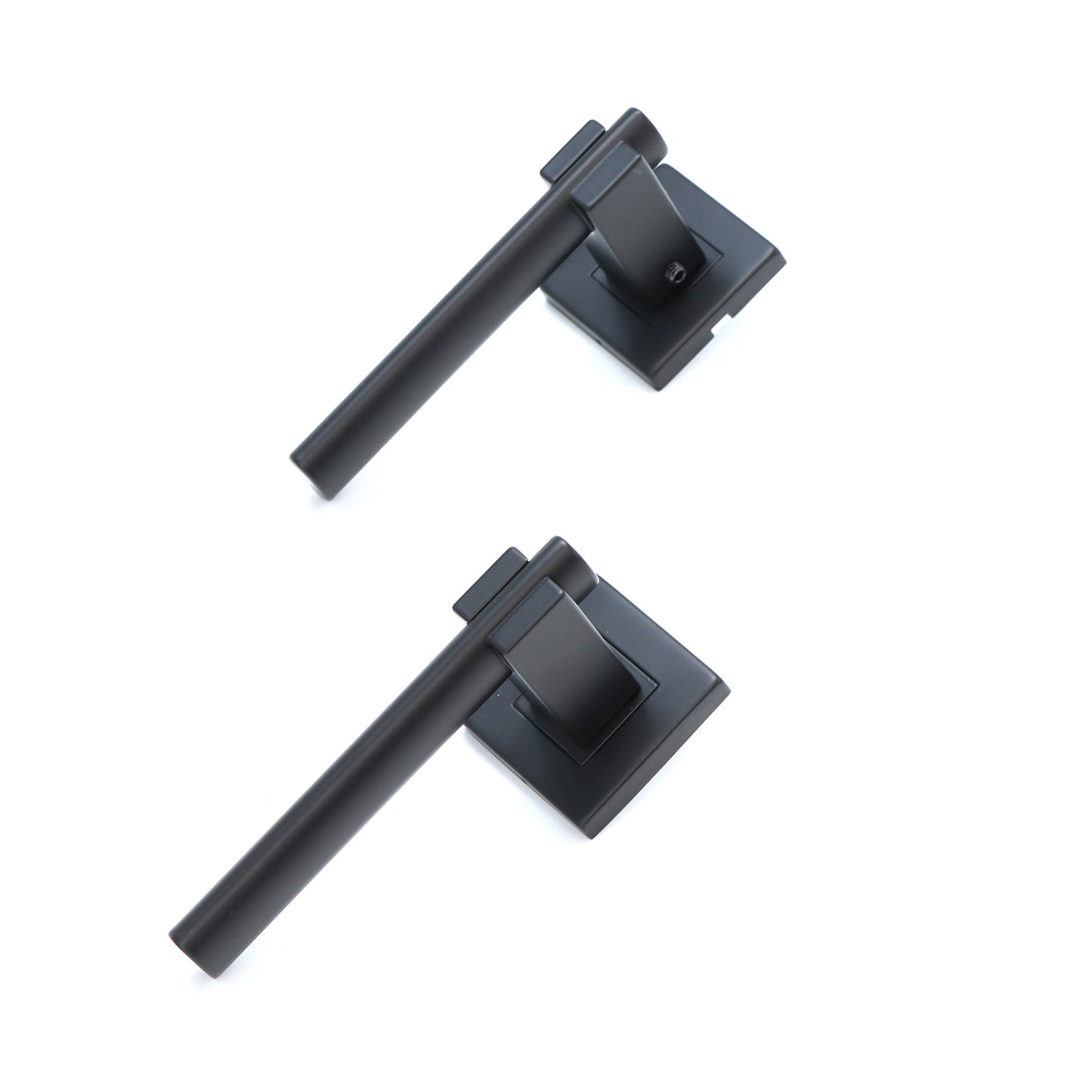 Superior Phobos Lever on Square Rose Bathroom Handle Set - Matt Black