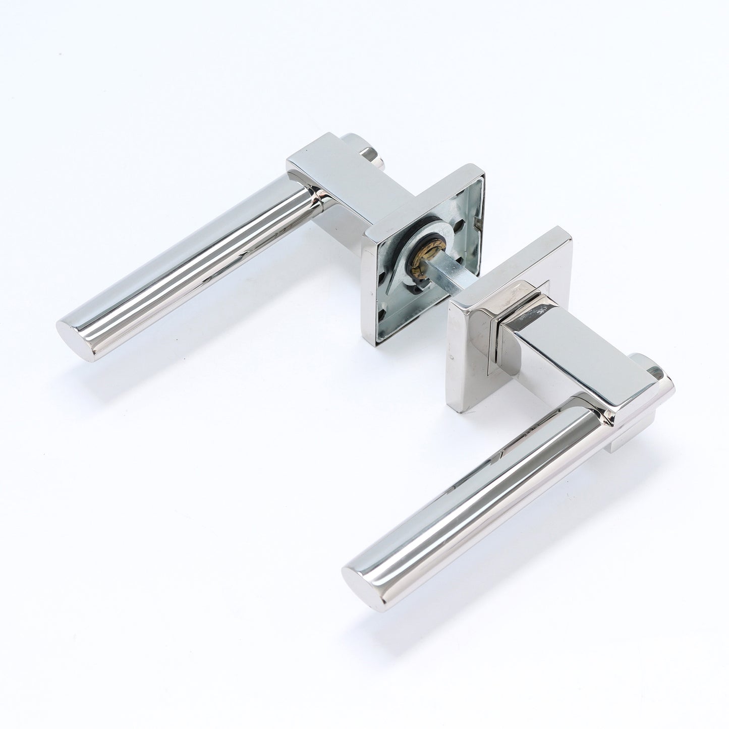 Superior Phobos Lever on Square Rose Handle Set - Polished Stainless Steel