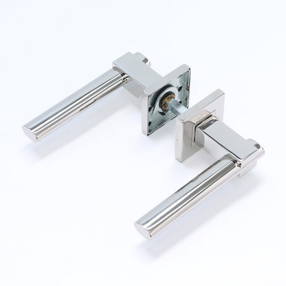 Superior Phobos Lever on Square Rose Handle Set - Polished Stainless Steel