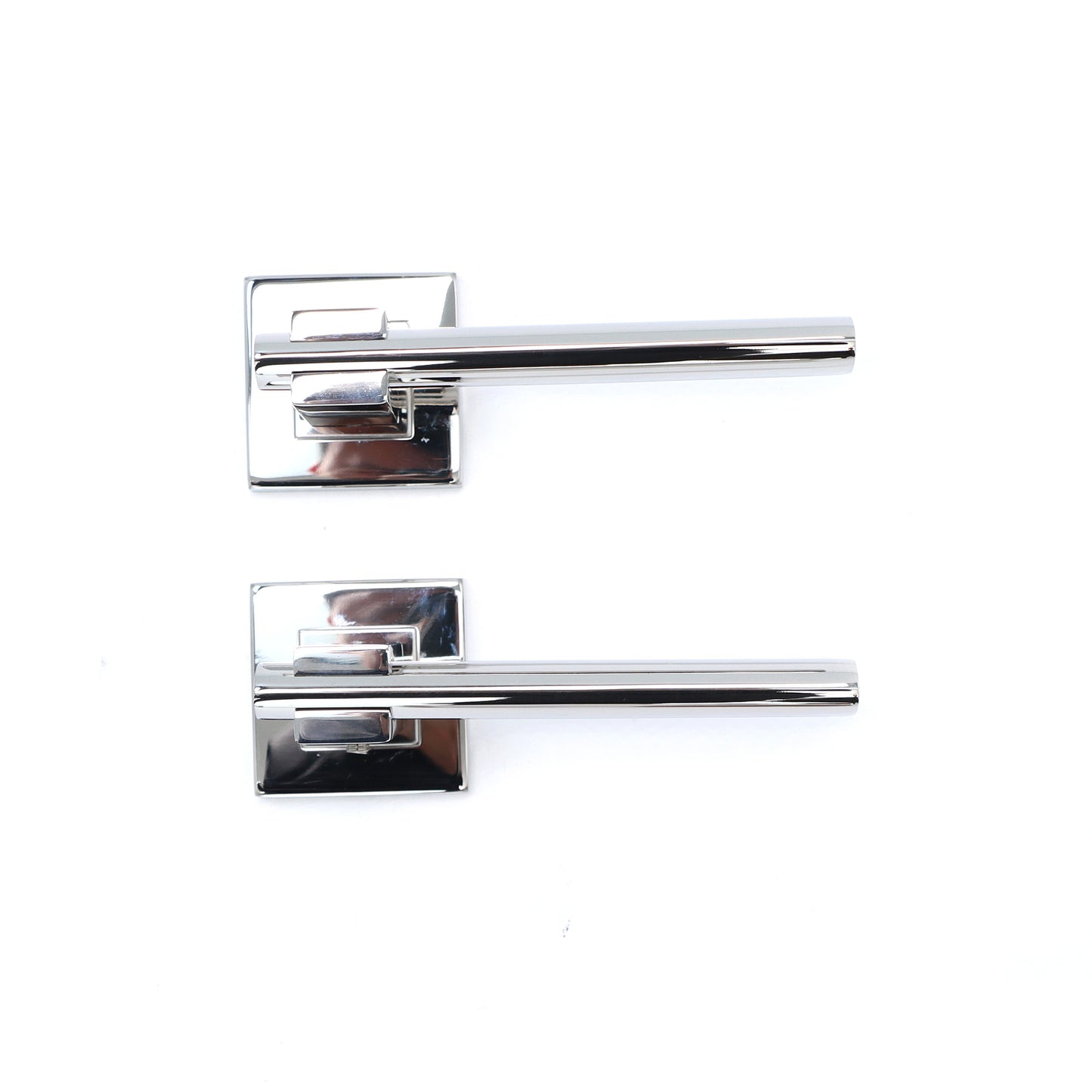 Superior Proxima Lever on Round Rose Bathroom Handle Set - Polished Stainless Steel