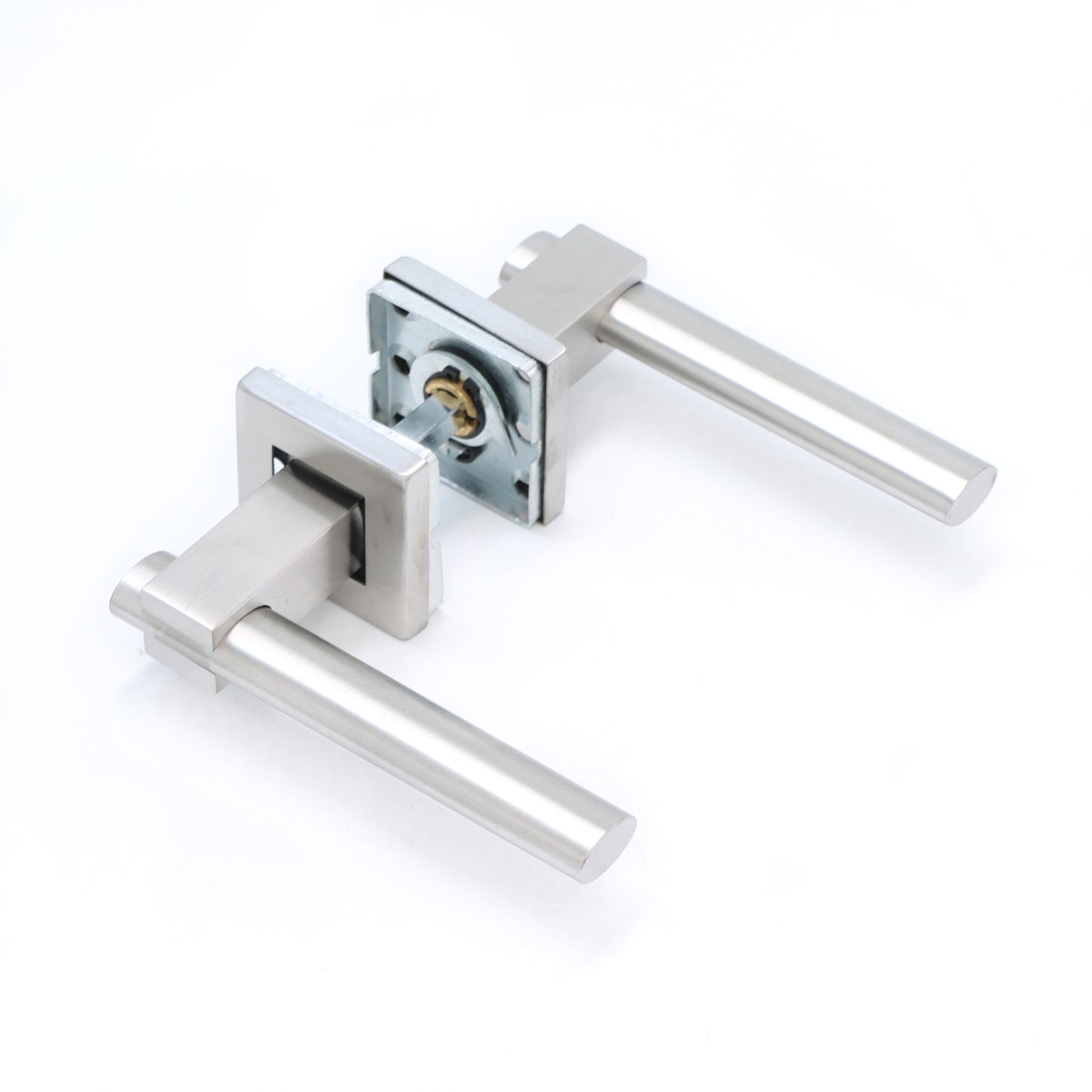 Superior Proxima Lever on Round Rose Bathroom Handle Set - Satin Stainless Steel
