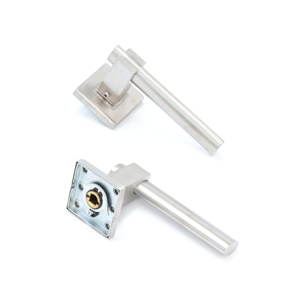 Superior Phobos Lever on Square Rose Handle Set - Satin Stainless Steel