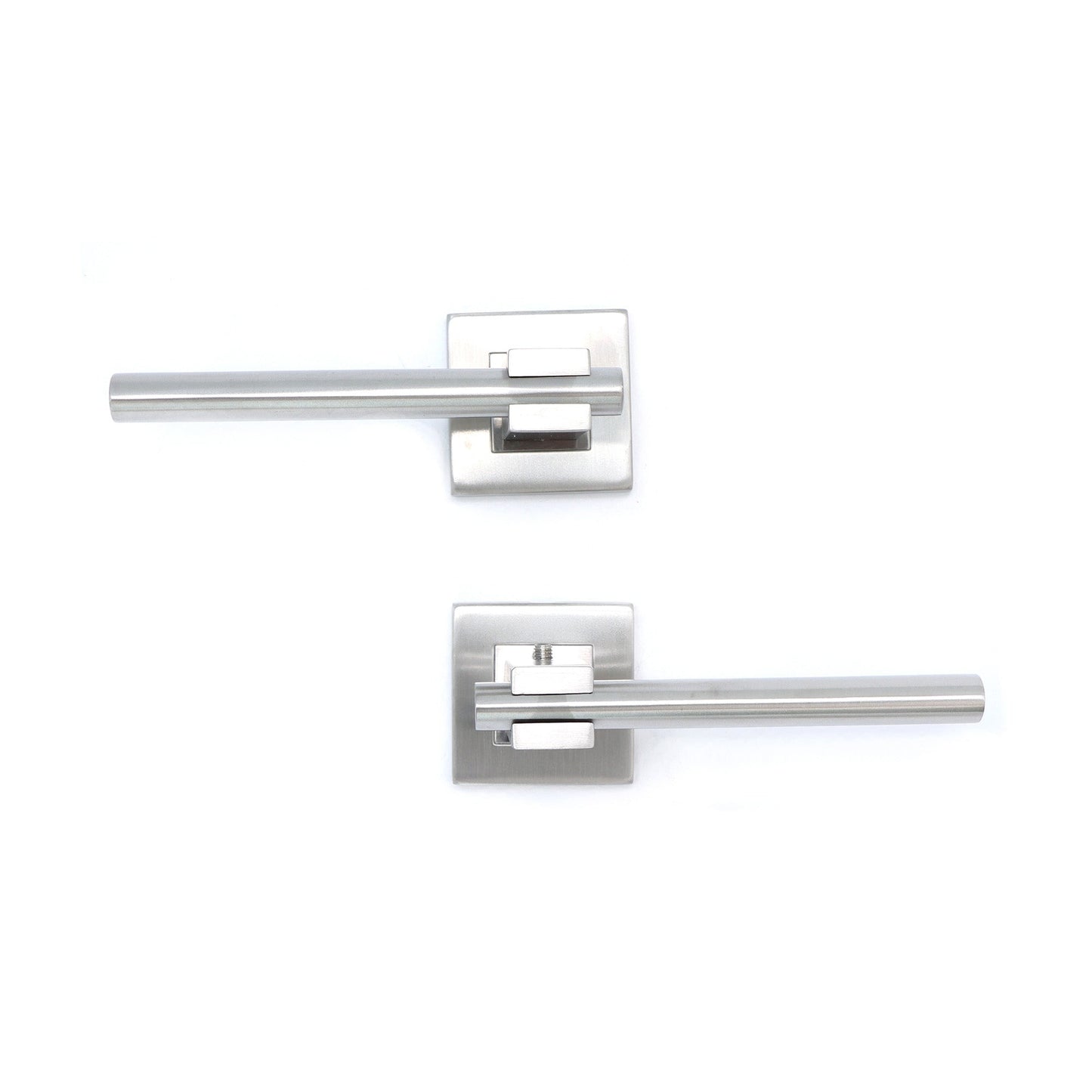 Superior Phobos Lever on Square Rose Handle Set - Satin Stainless Steel