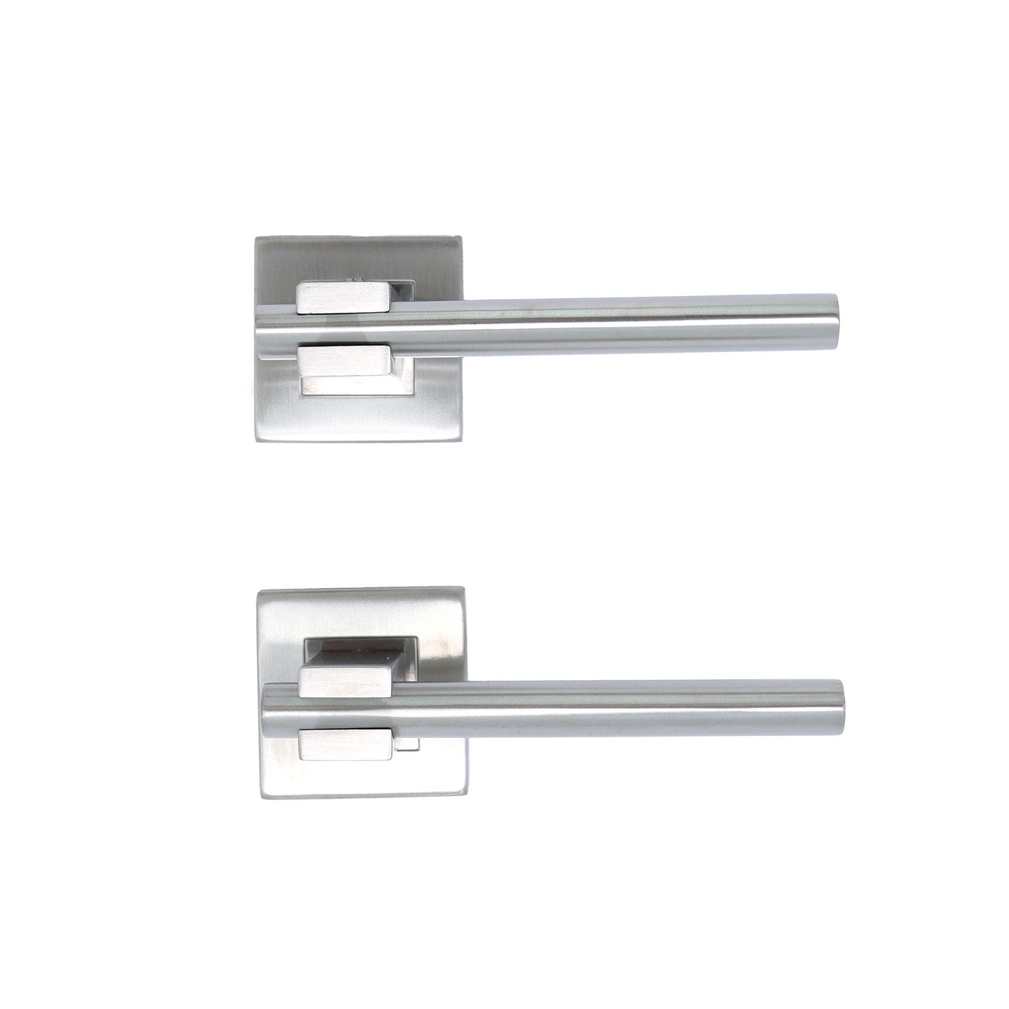 Superior Phobos Lever on Square Rose Handle Set - Satin Stainless Steel
