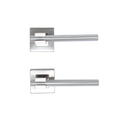 Superior Phobos Lever on Square Rose Handle Set - Satin Stainless Steel