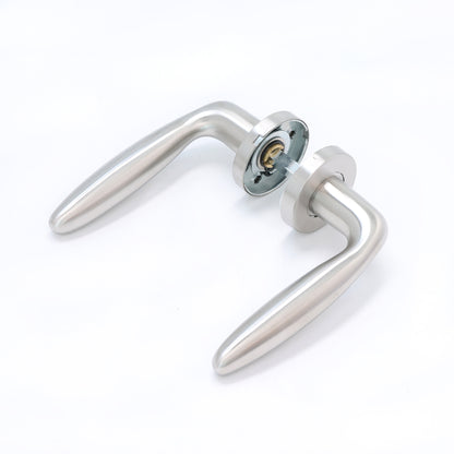 Superior Sirius Lever on Round Rose Bathroom Handle Set - Satin Stainless Steel