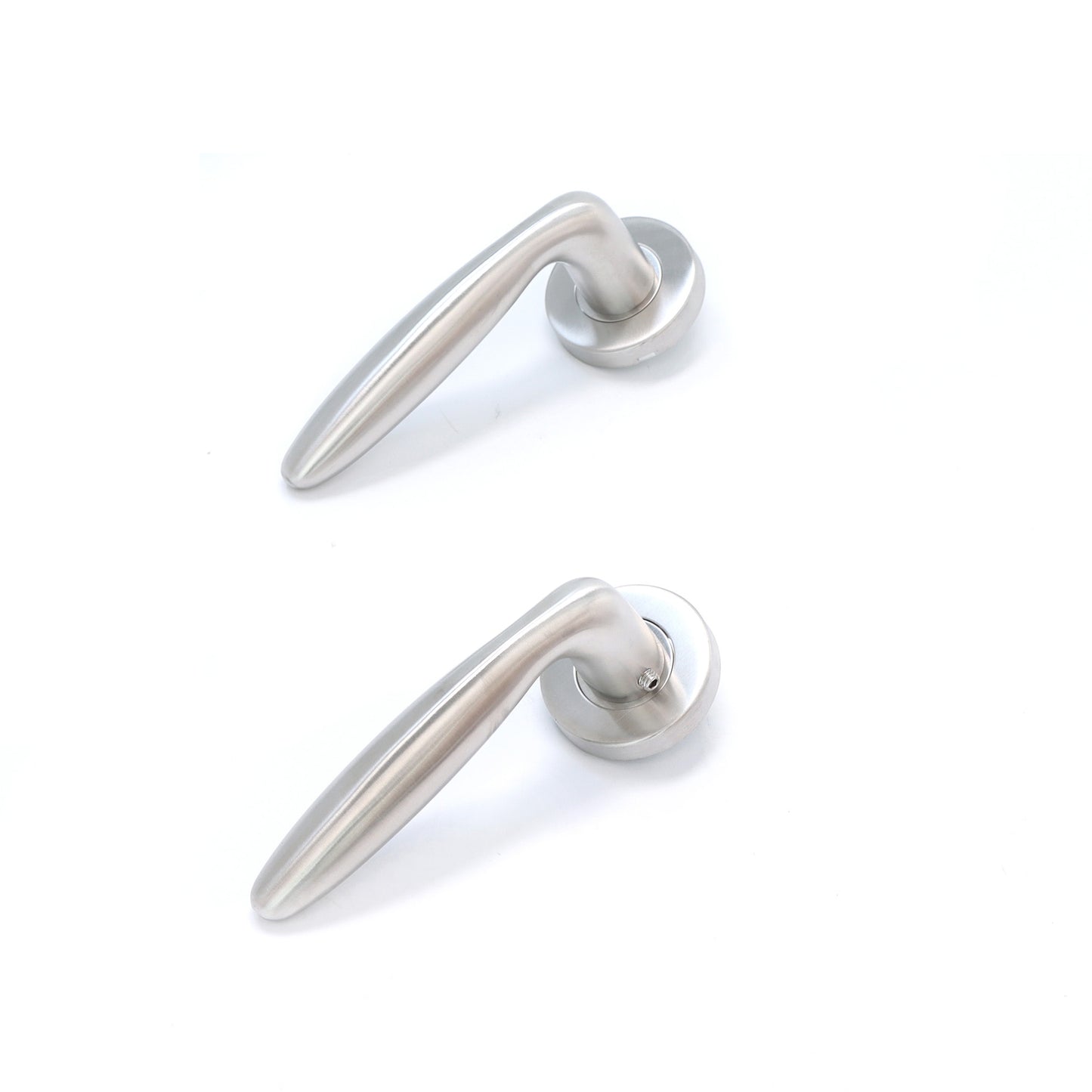 Superior Sirius Lever on Round Rose Bathroom Handle Set - Satin Stainless Steel