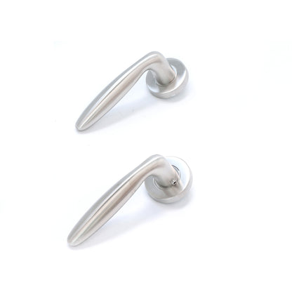 Superior Sirius Lever on Round Rose Bathroom Handle Set - Satin Stainless Steel