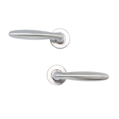 Superior Sirius Lever on Round Rose Bathroom Handle Set - Satin Stainless Steel