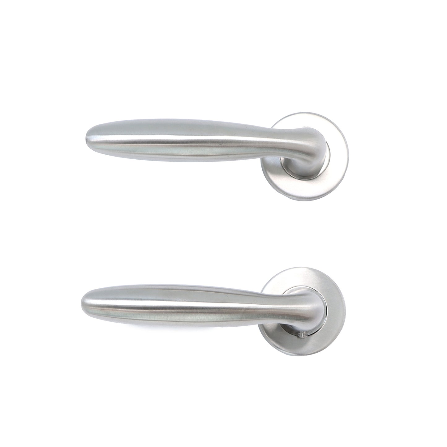 Superior Sirius Lever on Round Rose Bathroom Handle Set - Satin Stainless Steel