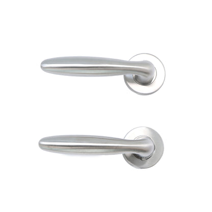 Superior Sirius Lever on Round Rose Bathroom Handle Set - Satin Stainless Steel