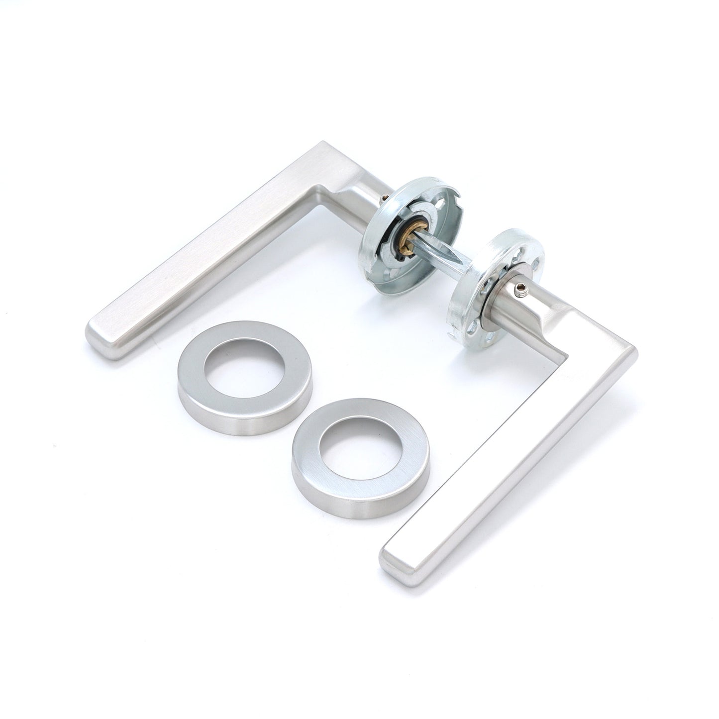 Superior Luna Lever on Round Rose Handle Set - Satin Stainless Steel