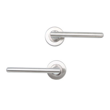Superior Luna Lever on Round Rose Bathroom Handle Set - Satin Stainless Steel