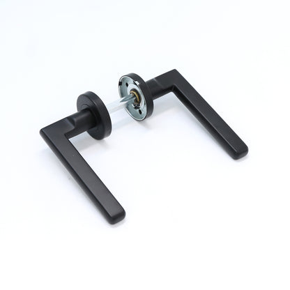 Superior Luna Lever on Round Rose Bathroom Handle Set - Matt Black