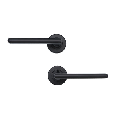Superior Luna Lever on Round Rose Bathroom Handle Set - Matt Black
