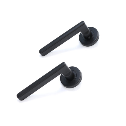 Superior Luna Lever on Round Rose Bathroom Handle Set - Matt Black