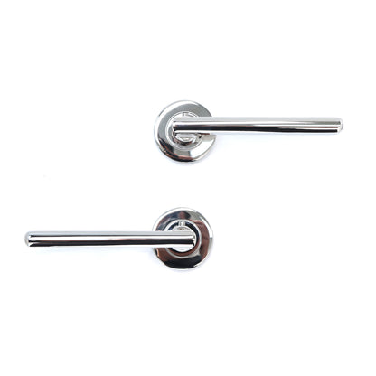 Superior Luna Lever on Round Rose Handle Set - Polished Stainless Steel