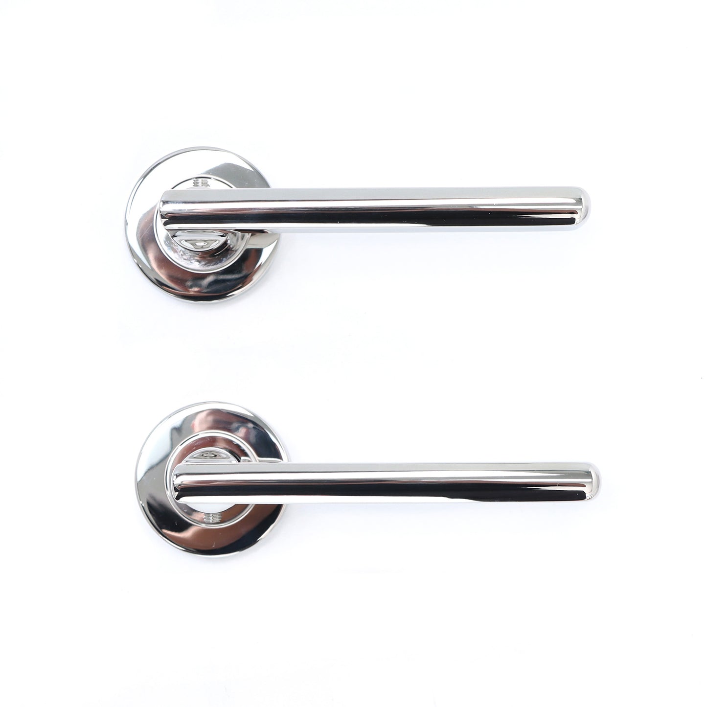 Superior Luna Lever on Round Rose Handle Set - Polished Stainless Steel
