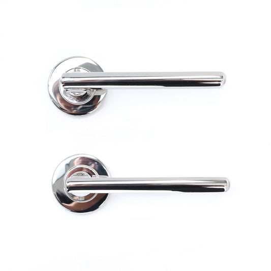 Superior Luna Lever on Round Rose Handle Set - Polished Stainless Steel