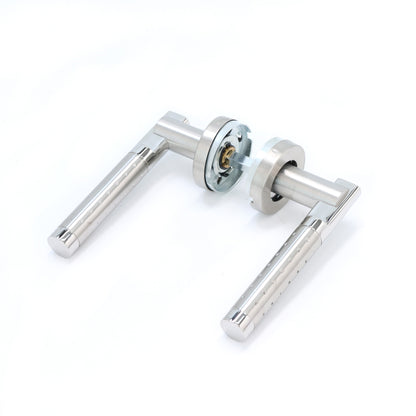 Superior Proxima Lever on Round Rose Bathroom Handle Set - Polished Stainless Steel