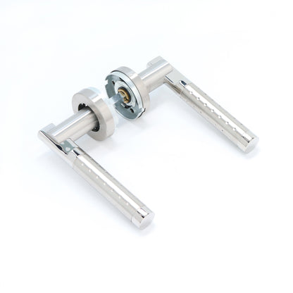 Superior Proxima Lever on Round Rose Bathroom Handle Set - Polished Stainless Steel