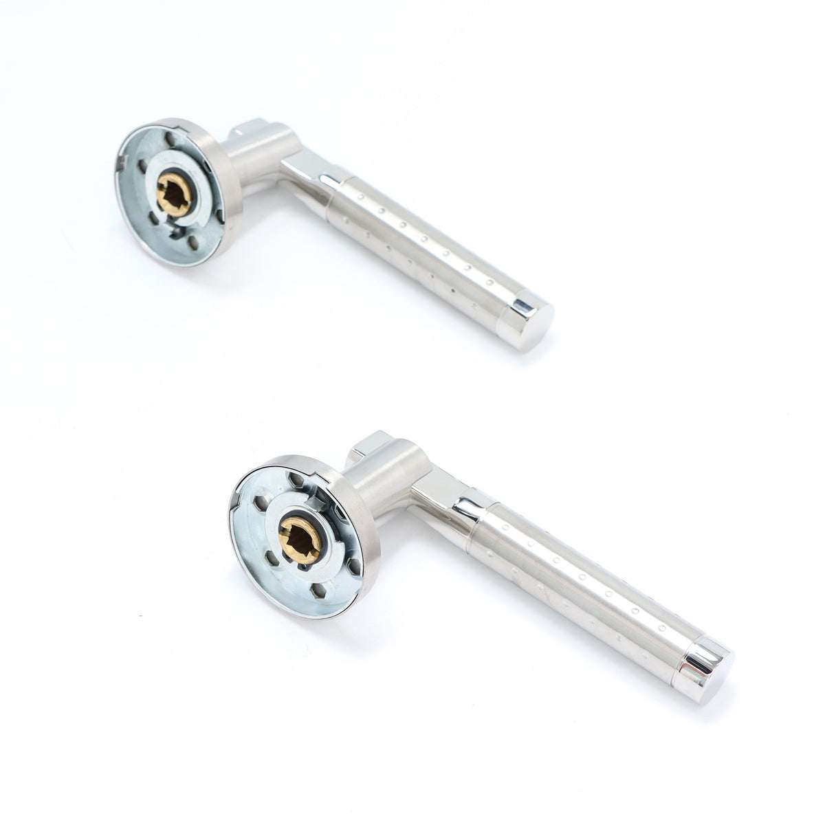 Superior Proxima Lever on Round Rose Bathroom Handle Set - Polished Stainless Steel