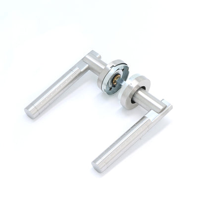 Superior Proxima Lever on Round Rose Bathroom Handle Set - Satin Stainless Steel