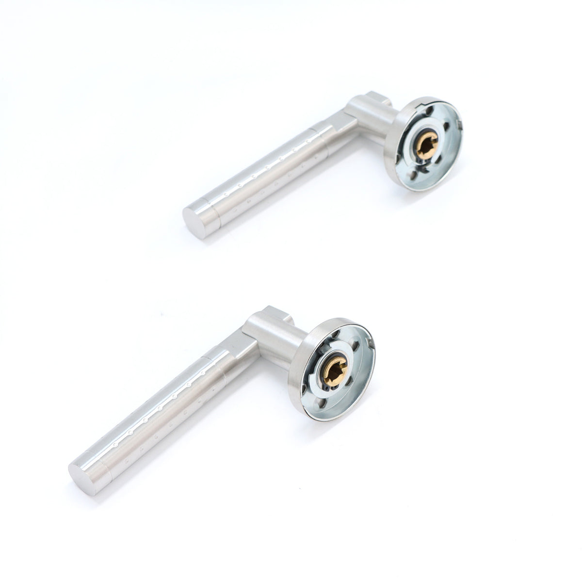 Superior Proxima Lever on Round Rose Bathroom Handle Set - Satin Stainless Steel