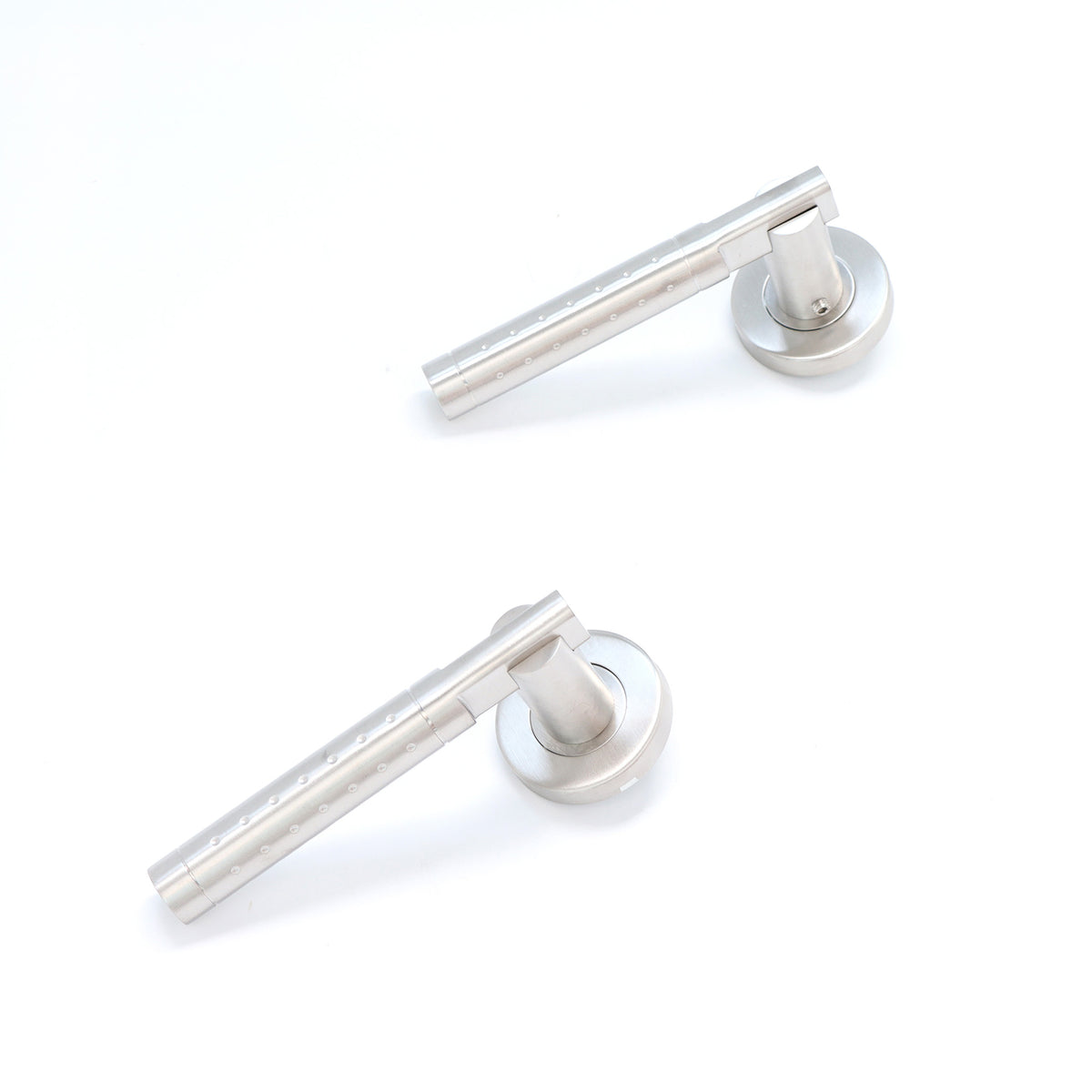 Superior Proxima Lever on Round Rose Bathroom Handle Set - Satin Stainless Steel