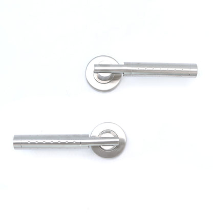 Superior Proxima Lever on Round Rose Bathroom Handle Set - Satin Stainless Steel