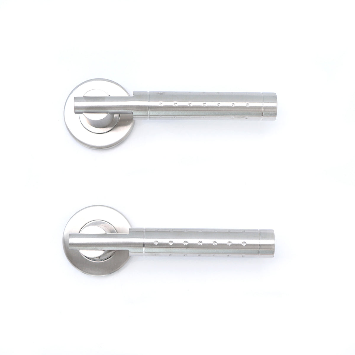 Superior Proxima Lever on Round Rose Bathroom Handle Set - Satin Stainless Steel