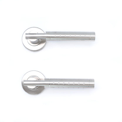 Superior Proxima Lever on Round Rose Bathroom Handle Set - Satin Stainless Steel