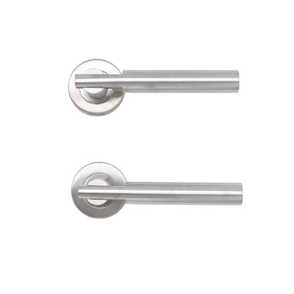Superior Titan Lever on Round Rose Bathroom Handle Set - Satin Stainless Steel