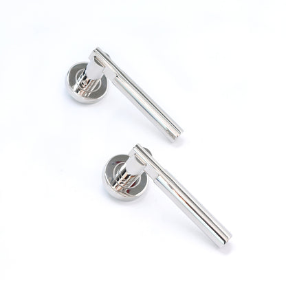Superior Titan Lever on Round Rose Bathroom Handle Set - Polished Stainless Steel