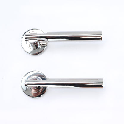 Superior Titan Lever on Round Rose Bathroom Handle Set - Polished Stainless Steel