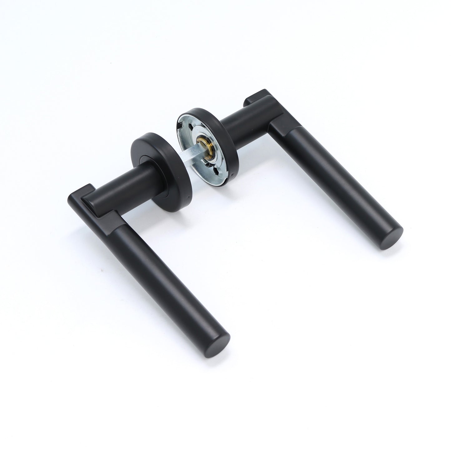 Superior Titan Lever on Round Rose Bathroom Handle Set - Matt Black