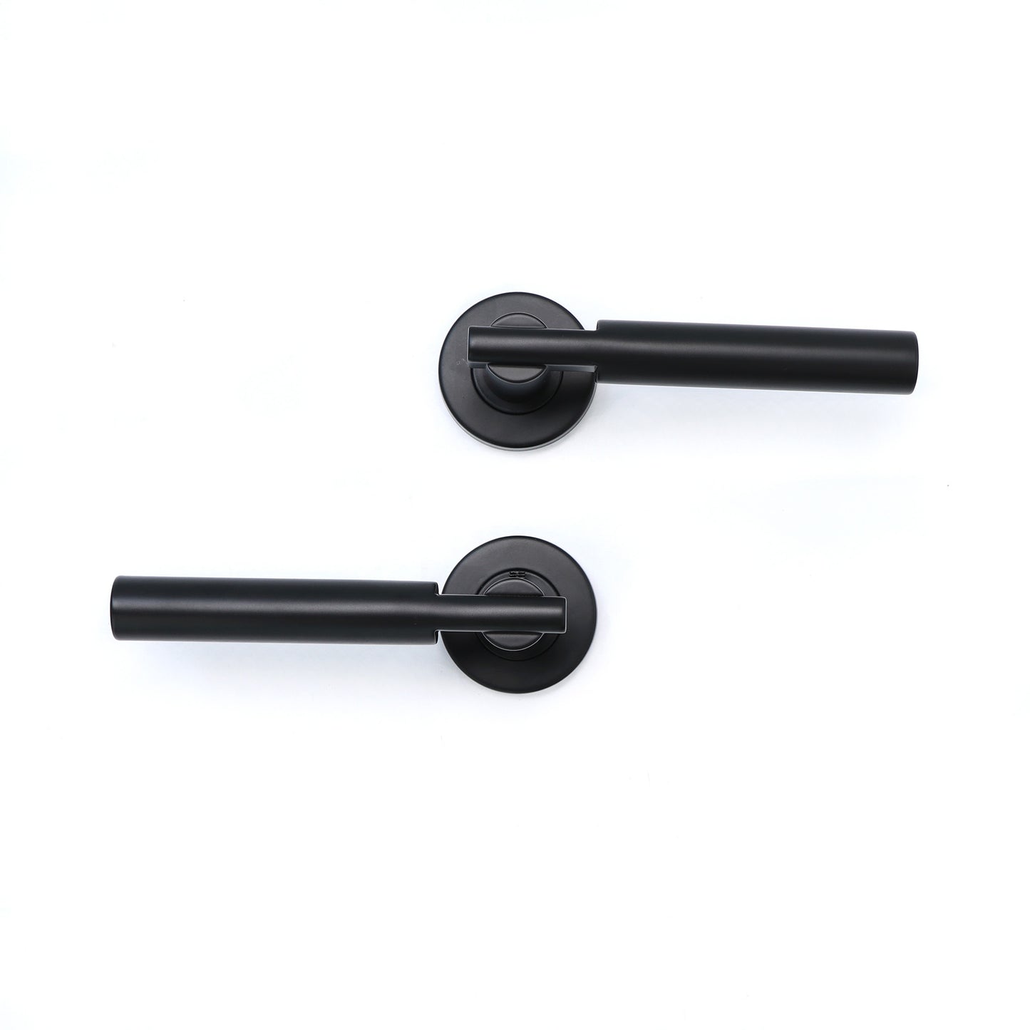 Superior Titan Lever on Round Rose Bathroom Handle Set - Matt Black