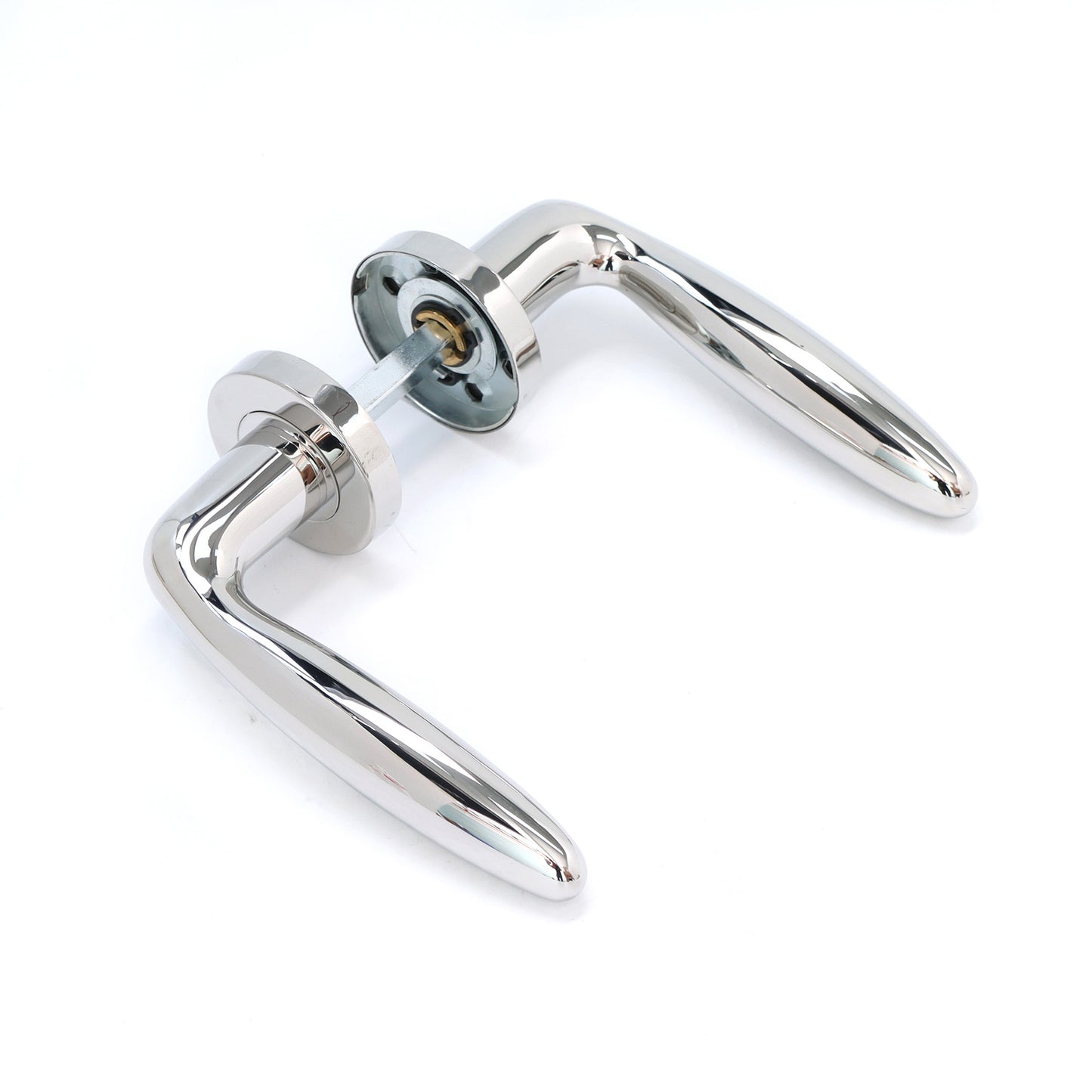 Superior Sirius Lever on Round Rose Bathroom Handle Set - Polished Stainless Steel